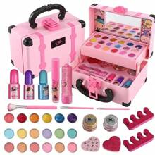 Ensemble de jouets de maquillage miniature pour filles, sac à main de représentation pour enfants, jouet de rôle de princesse, sac de cosmétiques de princesse portable, ensemble de jouets de maquillage convenant aux filles, très beau cadeau d'anniversaire pour les filles (certaines pièces sont envoyées au hasard)
