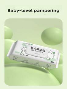 1 包透明质酸注入宠物湿巾，低过敏性狗和猫湿巾，用于清洁和控制气味，爪子、身体和臀部，无香味，80 片 - 白色 - 查看 4