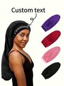 1pc Customized Silk Sleep Cap For Women, Satin Cap, Personalized Monogrammed Sleep Cap, Custom Beauty Cap, Valentine's Day Gift, Women Hair Band, Curly Hair Silk Cap, Decorated Elegantly, Fashionable, Modern, Colorful, Soft, Customized Leisure, Unique, Personalized , Perfect Gift For Her, Him, Family, Kids, Friends, Grandparents, Anniversary, Graduation, Wedding - Multicolor - View 1