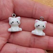 10 buc. Descoperiri de bijuterii cu pisici drăguțe, pandantive cu animale din rășină, bricolaj pentru cercei, brelocuri și alte meșteșuguri realizate manual - pandantiv - Vizualizare 2
