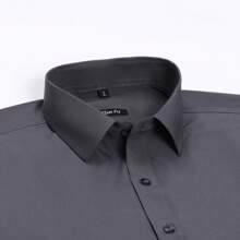 Rand paul Men's Long Sleeve Dress Shirt Good Quality Slim Fit Microelasticity - 深灰色 - 查看 2