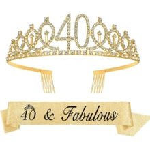 2pcs/Set Sparkling Rhinestone Birthday Decorations For Women Aged 18th 21th, 30th 40th 50th 60th 70th 80th Including Birthday Crown And Belt Ribbon Sash . Birthday Party Supplies, Women's Birthday Gifts For Rose Gold) It's My Birthday Headband Hair Comb Valentine's Day Accessories