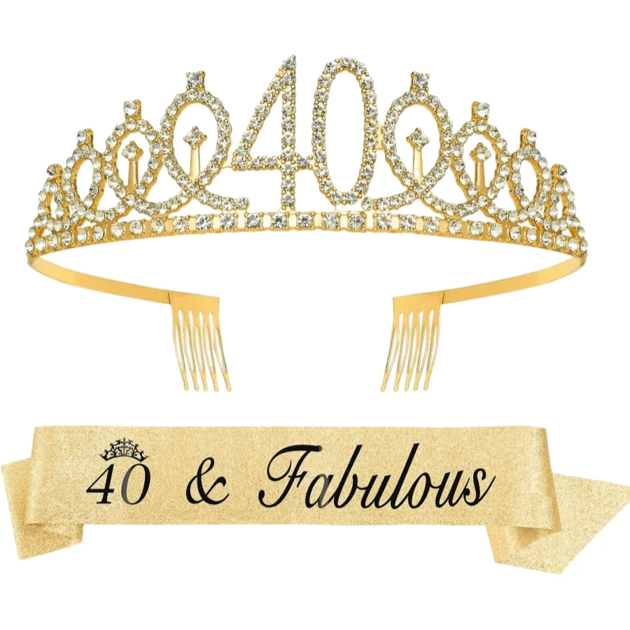 2pcs/Set Sparkling Rhinestone Birthday Decorations For Women Aged 18th 21th, 30th 40th 50th 60th 70th 80th Including Birthday Crown And Belt Ribbon Sash . Birthday Party Supplies, Women's Birthday Gifts For Rose Gold) It's My Birthday Headband Hair Comb Valentine's Day Accessories