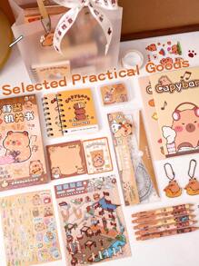 Capybara Themed Stationery Gift Set, High-Quality Writing Tools Combination Including Notebook, Bookmark And Accessories, Paper Material, Perfect Stationery Set, Gift For Graduate, Friend