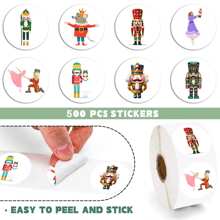 500pcs Nutcracker Sticker, 1-Inch Self-Adhesive Paper Seals, Used To Design Series Stickers, For Gift Flowers, Dessert Gifts, DIY Decorative Boxes, And Packaging Labels. - Multicolor - View 3