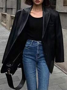 Nueva chaqueta blazer negro, holgada, retro y clásica para mujer. Prenda de vestir urbana, adecuada para otoño e invierno. Este blazer de alta calidad presenta un diseño de solapa pico, emanando un aire de lujo. Es un artículo muy versátil y personalizado, apropiado para diversas ocasiones importantes como fiestas, escenarios, citas, bodas y otros eventos. Festival de mujeres