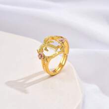 1pc Stylish Adjustable Rings With Heart, Letter, Geometric Pattern Design, Fashion Accessories, Ideal Gift