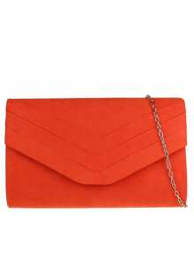 Girly Handbags Womens Faux Suede Plain Clutch Bag - Burnt Orange - View 2