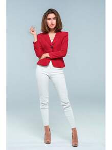 SACO LISO CON SOLAPA A UN BOTON - Rojo - Ver 1