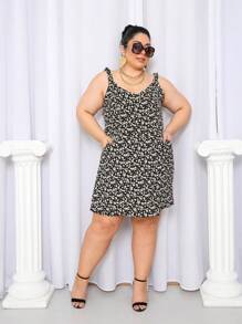 Women's Plus Size Jumpsuit Short Skirt With Printed Lining Summer - 顏色 25 - 查看 3