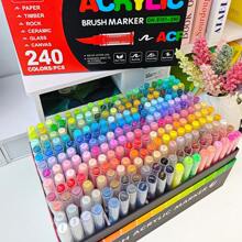 1 Set Multi-Colour Acrylic Paint Soft Tip Pen Stroke Marker Set Multi-Color Waterproof Quick Dry Marker Creative DIY Handbook Painting Graffiti God Poster Handwriting Greeting Card Drawing Pen Art Design Gift Stationery Student Office Hand Drawing Tools Cost-Effective Art Tools