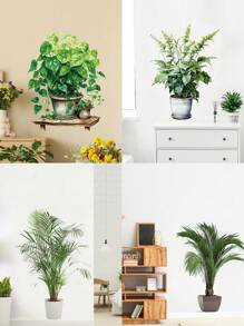 1pc Home Decorations Classic Style Green Potted Plant Wall Sticker, For Office, Bedroom, Living Room And Entrance, Self-Adhesive PVC Decor - Fashionable Plant Wall Mural, Wall Decal, Vinyl Decal For Home Decorations, Wall Decoration Items Refresh Your Home Gifts Birthday Graduation Room Decor Bathroom Decor Bedroom Decor Room Decoration Stuff Living Room Decor House Decor Home Decor Living Room Wall Art Wall Paper Stickers