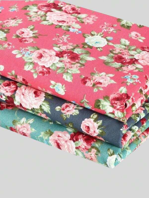 1pc Vintage Floral Patterned Quilt Fabric With Rose Flower Print, Suitable For Quilting, Sewing, DIY Crafts