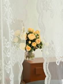 1pc Korean Style Floral Door Curtain With Rod, Modern Minimalist Lightweight, Breathable And Translucent, Suitable For Living Room, Kitchen Decoration,Fall Decor,Autumn Decor,Room Decor - Multicolor - View 6