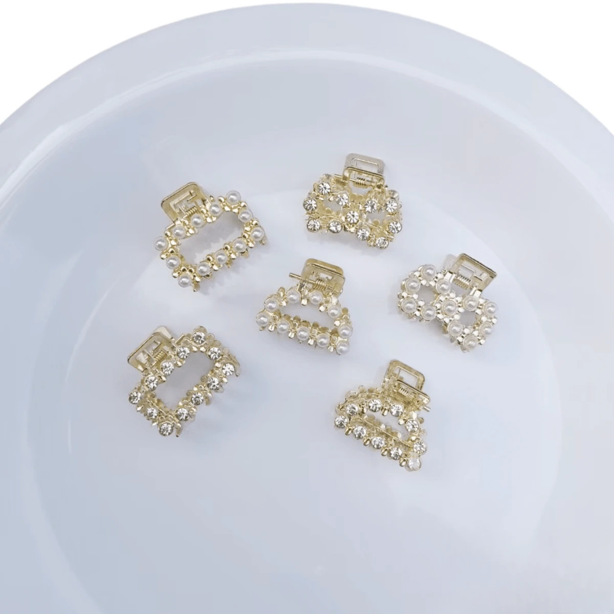 6 pezzi Fermagli per capelli da donna con perle finte e strass, fermagli a pinza, fermagli per capelli, fermagli a molla, accessori casual per capelli