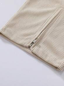Men's Summer Corduroy Zipper Slit Wide Leg Pants, Solid Color Versatile Casual Sports Trousers