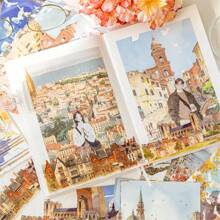 MOCARD 32 张/包浪漫风景剪贴簿纸、DIY 装饰背景纸、节日礼物、手工拼贴材料、个性化剪贴簿规划、创意学校文具用品 - 粉色 - 查看 7