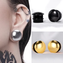 2 件装基本款经典耳塞 316 不锈钢穿孔女士身体首饰扩张器拉伸器耳钉 - 蘑菇頭實心 - 查看 1