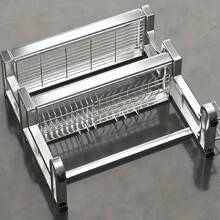 Organizador de cocina de acero inoxidable - Estante multifuncional para el fregadero, con bandeja para lavar, almacenamiento de cuchillos y condimentos, diseño de una o dos capas, adecuado para estante de encimera y gabinete de cocina