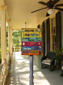 1件装 - 欢迎来到我们的露台标牌，复古金属锡牌，露台装饰，适用于烧烤派对、乔迁新居、派对礼物、家居装饰、房间装饰，乡村风格金属牌匾，适用于户外、庭院、花园墙壁 - 彩色 - 查看 6