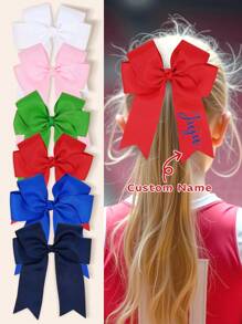 1 pieza Pinza de pelo con lazo personalizada para niñas, lazo de animadora con nombre impreso, lazos de pelo personalizados para porristas, pinza de pelo con moño adorable, adecuada para decoración diaria del cabello, regalo para niñas, multifuncional, ornamental, letra, elegante, moderna, colorida, adorable, casual, personalizada, única, regalo ideal para él, regalo ideal para ella