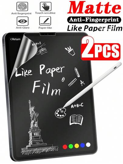 2 件磨砂防指纹防眩光敏感纸质书写平板电脑屏幕保护膜适用于三星 Galaxy// MatePad/Honor//Redmi/IPad 13 10.9 Pro Air 2025 2024 11 英寸办公室绘画纸质膜软膜，非玻璃生日、家人、朋友礼物平板电脑屏幕保护膜、平板电脑配件防水防震防摔防摔防刮全覆盖