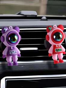 1 件汽车彩块太空闪电熊出风口装饰车内卡通饰品装饰产品适用于各种车型，可作为男孩女孩的情人节礼物、节日礼物
