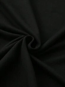 可客製化女款休閒圓領T恤，聚酯纖維針織面料，適中彈性，黑色夏季款 - 黑色 - 查看 6