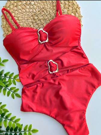 Costum de baie nou, sexy, cu șireturi, dintr-o singură piesă, pentru femei, bikini în culoare uni