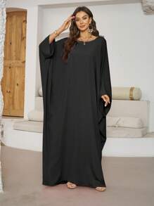 1 pezzo Abito da donna con maniche a pipistrello lunghe e hijab abbinato, adatto per uso quotidiano, abbigliamento islamico di Dubai