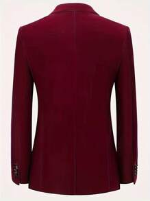 Casual Business Velvet Men's Suit Jacket With Unopened Pockets - Màu Đỏ Sâu - Xem 3