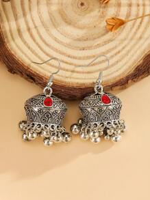1 Pair Bell & Bead Tassel Dangle Earrings, Vintage Design, Jewelry Accessory Suitable For Women Daily, Festival, Wedding And Party Wear/Gift