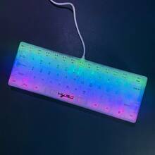 60% 有线游戏键盘，RGB 背光超紧凑迷你键盘小型紧凑透明键帽适用于 PC/游戏玩家（白色透明） - White Transparent - 查看 3