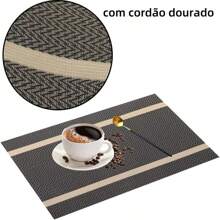 Kit 4/6/8 Placemat Set With Luxury Gold Cord 45x30cm - Brun - Visa 2