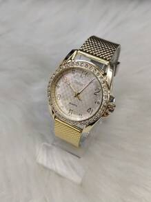 Relogio Feminino Dourado De Quartzo De Resina