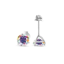 三爪闪亮莫桑石设计耳钉 925 纯银首饰 可爱简约风格日常佩戴配饰