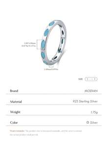 MODIAN MODIAN 925 Sterling Silver Retro Rhombic Simulated Turquoise Stackable Eternity Fashion Stackable Band Ring For Women Jewelry
