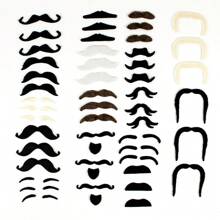 2/6/7/12/48pcs Party Dress Up Props - Lareth Fake Beard Simulation Beard, Goose Yellow Eyebrow Beard, Fake Beard Props, 48 Artificial Beard Party Supplies, Handlebar Mustache Dress Up Beard Headpiece Photo Props