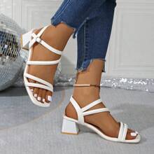 Women's High Heel Sandals, Thick Heel Net Design, Fashion Ladies Sandals For Summer Dress