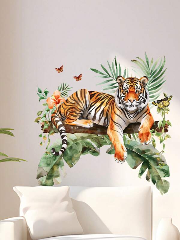 1pc Home Decorations Wild Animal Tiger Wall Sticker Set, Self-Adhesive Removable PVC Decals For Bathroom, Living Room, And Porch, Vinyl Decal For Home Decorations, Wall Sticker Decoration Items Refresh Your Home Wall Art Bedroom Decor Stickers Home Decor Living Room Wall Paper Wall Stickers Party Decorations Living Room Decor Bedroom Office Decor Home Decor Items Personalised Stickers
