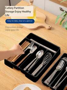 1pc/5 intervalos bandeja organizadora de gaveta de talheres, armazenamento de talheres de plástico para gaveta de cozinha, divisor de suporte de talheres e utensílios para colheres, garfos, facas, utensílios de mesa, organizador de utensílios, organizador de colheres, organizador de cozinha
