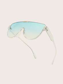 1 pieza Gafas de mujer con montura transparente de media montura con empalme de metal para uso casual diario, gafas de moda para estilo callejero y vacaciones - transparente - Ver 4