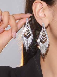 Glamorous Spring Lavender CZ Crystal Tassel Earrings Stud Dance Club Party Graduation Jewelry 1 Pair - Multicolor - View 18