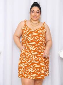Women's Plus Size Jumpsuit Short Skirt With Printed Lining Summer - 顏色 23 - 查看 2