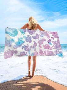 1pc Boho Mandalay Pattern Beach Blanket, Extra Large Oversized Super Absorbent Microfiber Beach Towel, Suitable For Travel, Pool, Diving, Surfing, Yoga, Camping, Available In Multiple Sizes, Beach Accessories Summer Holiday Bathroom Decor Beach Essentials - Multicolor - View 2