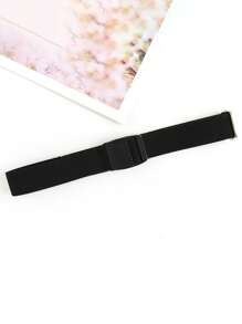 1 条弹力拉伸腰带，可调节长度纯色带扣腰带，男女皆宜