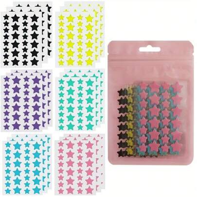 504 piezas de calcomanías de estrellas de colores para la cara, adecuadas para decoración diaria, eventos y fiestas