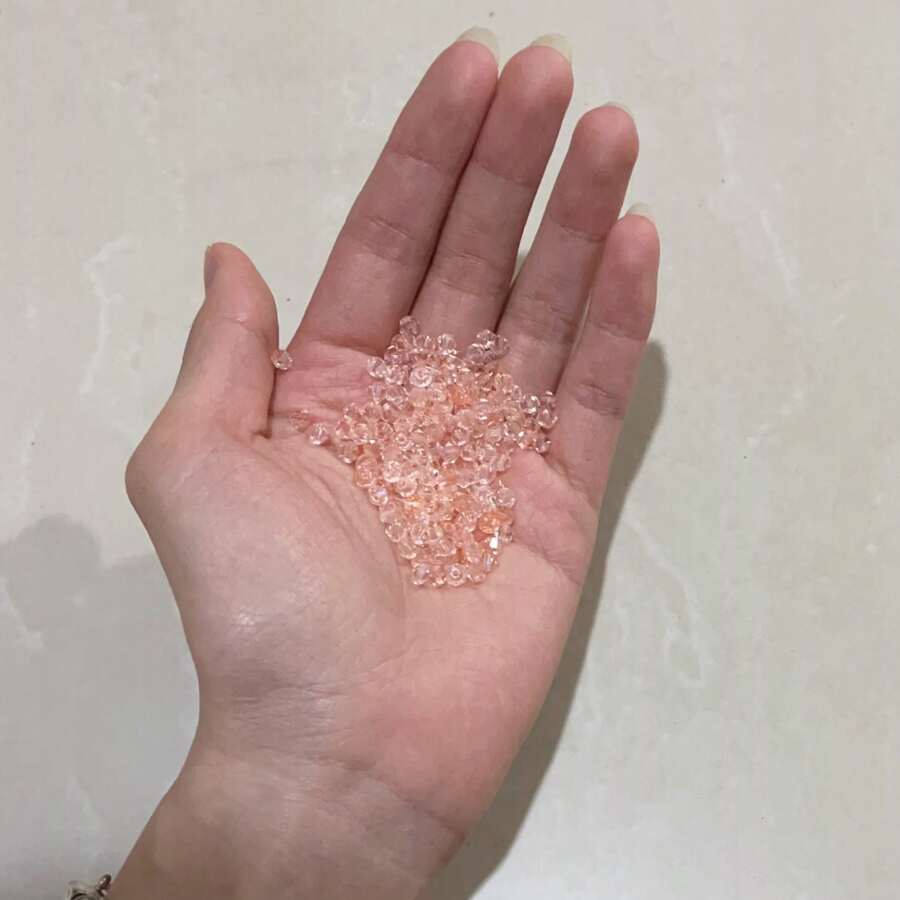 100 件 4 毫米双锥水晶珠、多面水晶玻璃珠，适用于制作珠宝、DIY 项链、手链、耳环 - 淺粉色 - 查看 1