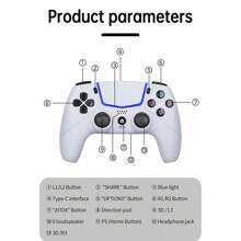 1 pieza Control de juego con cable compatible con consola y PC, motor de vibración dual, compatible con auriculares y micrófono, opciones de color negro y blanco, con función de pantalla táctil - forma - Ver 9