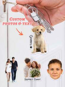 Personalized Photo Keychain, Customized Acrylic Pendant, Dog Keychain, Pet Photo Keychain, Logo Printed Keychain, Family Portrait Keychain, Gift For Dog Mom - Multicolor - View 8